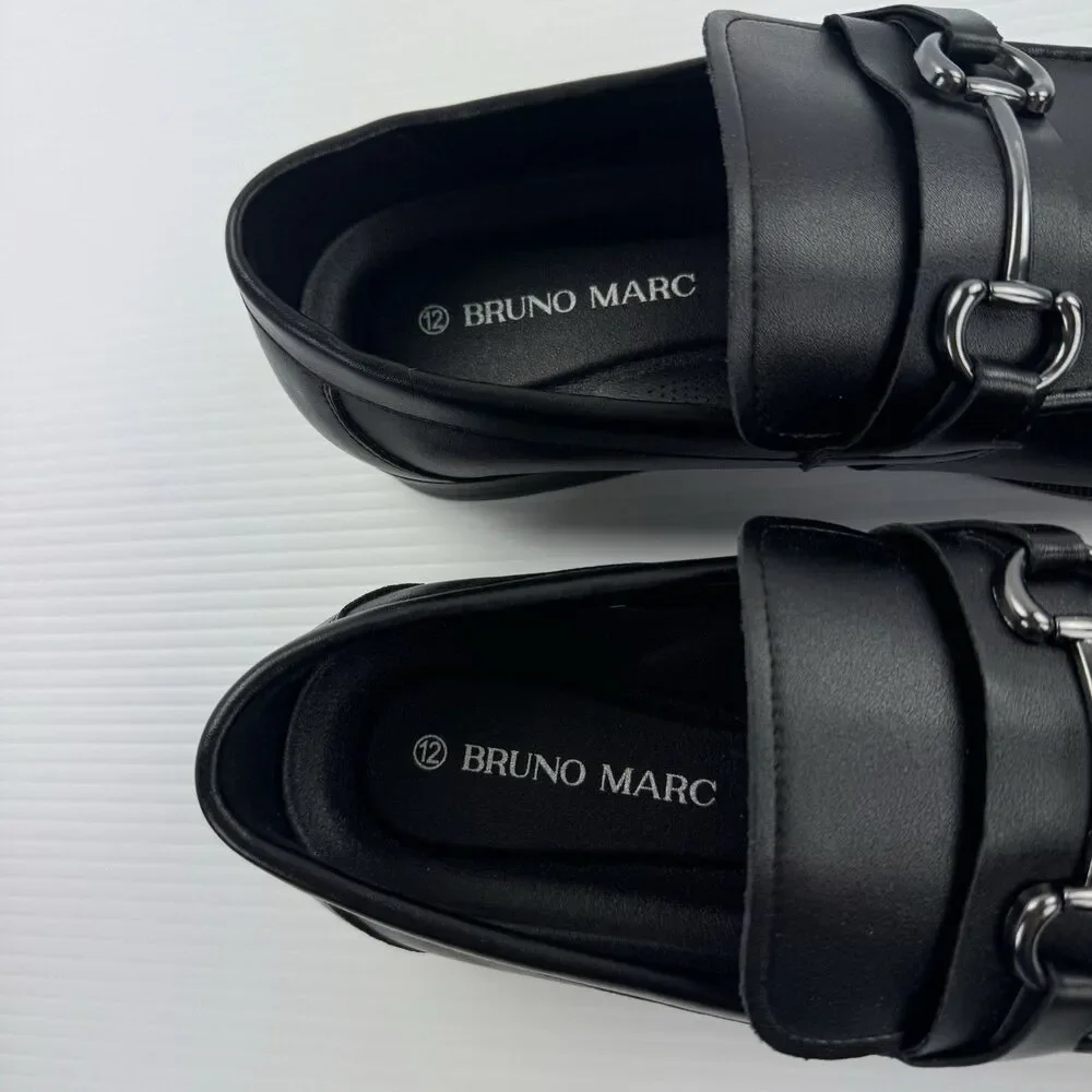 Bruno Marc Men’s Black Bit Loafers Dress Shoes Slip On Size 12 EU 46 NEW